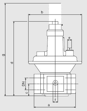 Предохранительный сбросной клапан Dungs FRSBV - габаритные размеры