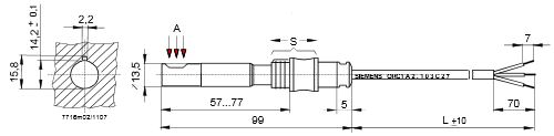 Габаритные размеры датчика пламени Siemens QRC1 боовой вариант
