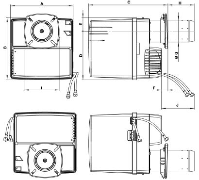 Габаритные размеры дизельной горелки Elco VL2.210D