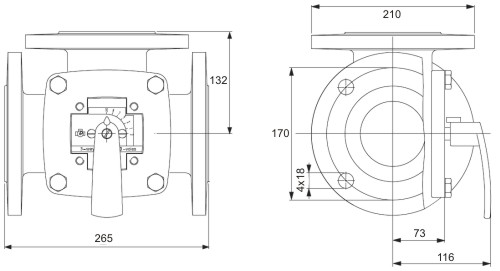 Габаритные размеры клапана Esbe 3F 100 Габаритные размеры клапана Esbe 3F 100