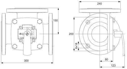 Габаритные размеры клапана Esbe 3F 125