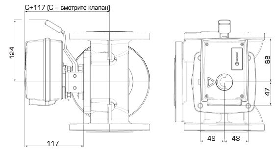 Электропривод Esbe 95-2 - габаритные размеры