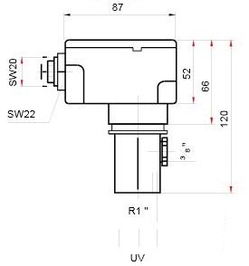 Датчик пламени Siemens QRA10 габаритные размеры