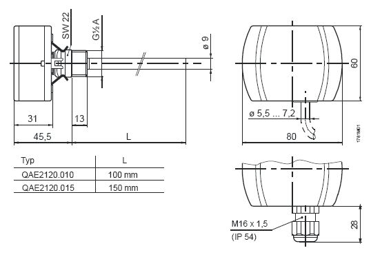 Датчик температуры Siemens QAE2120