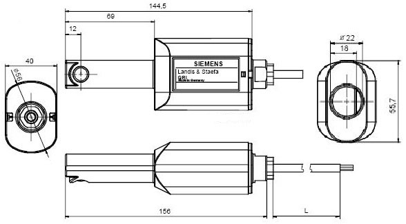 Датчик пламени Siemens QRI2B - габаритные размеры