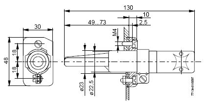 Датчик пламени Siemens RAR9 с фланцем и зажимом - габаритные размеры