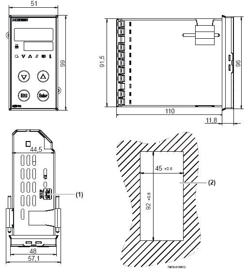 Контроллер Siemens RWF55 - габаритные размеры