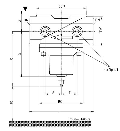 Газовый клапан Siemens VGG10 - габаритные размеры