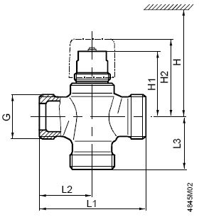 Клапан з-х ходовой Siemens VXP45 - габаритные размеры